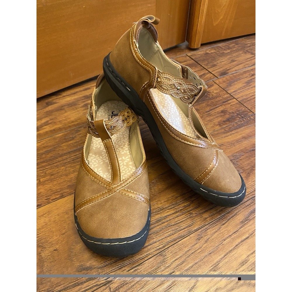 JBU Jambu Buttercup Women's Sz 8.5 Suede Tab Mary Jane Memory Foam Shoes Brown